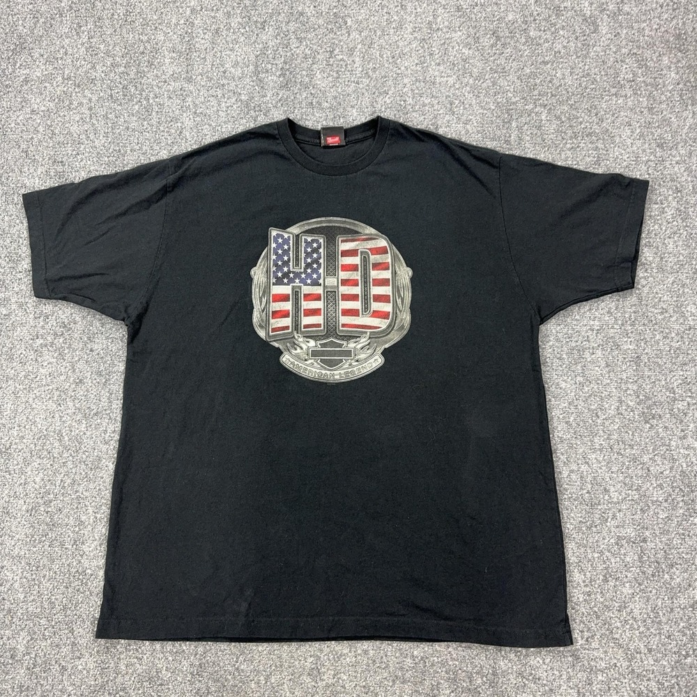 Vintage Harley-Davidson Shirt Mens XL Black HD American Flag Graphic‎ Tee USA